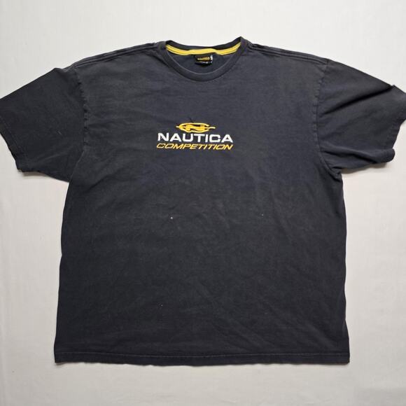 Vintage Nautica Competition Shirt Mens 2XL Navy Embroidered Logo Tee 90s Y2K - Picture 1 of 7